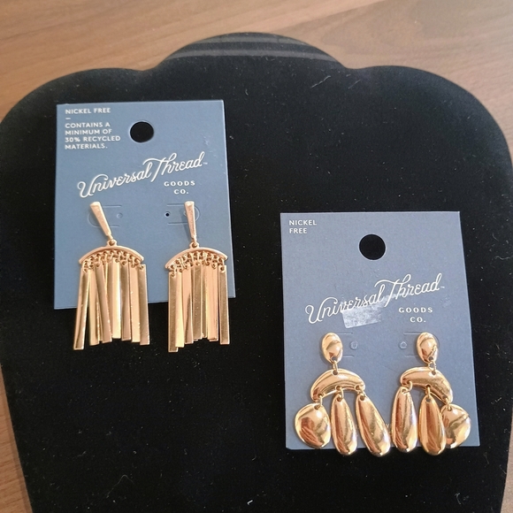 2 Pairs of Nickel free Universal Thread Gold Earrings Set - Picture 1 of 4